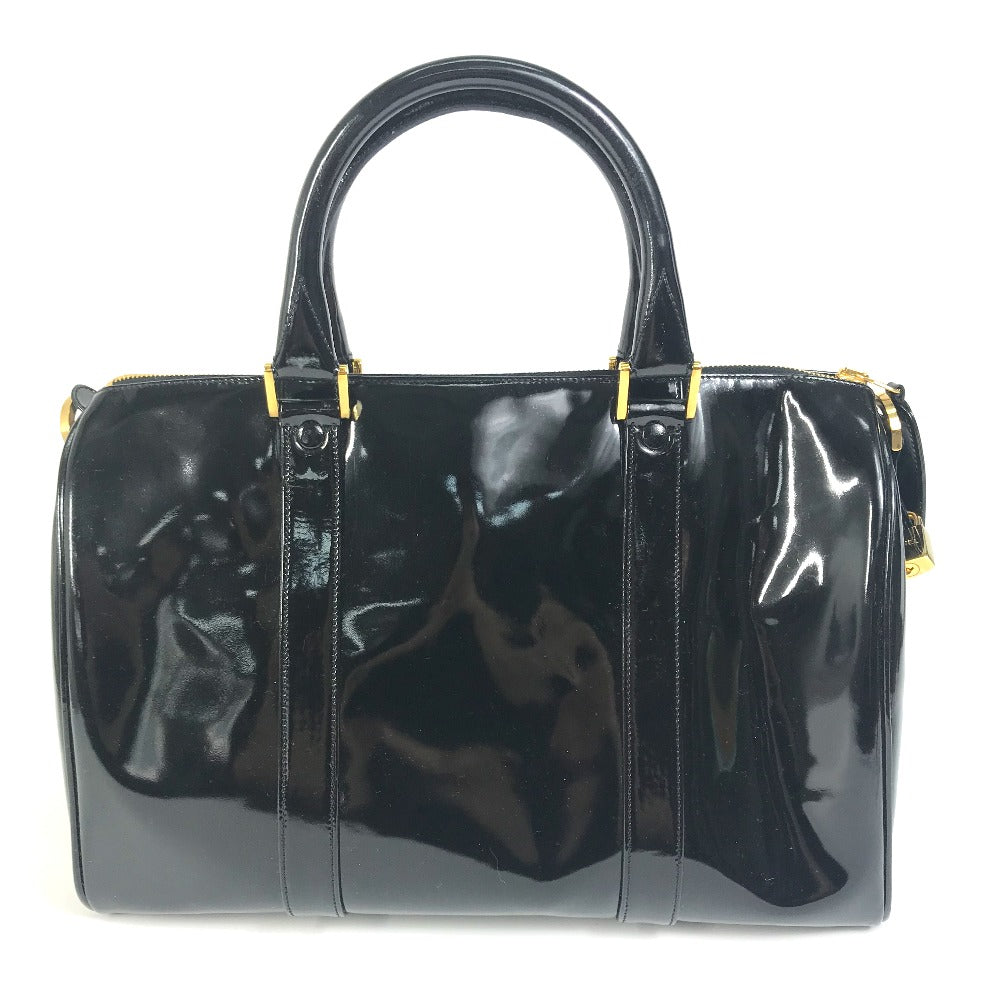 CHANEL CC Coco Mark Bag, 2-Way Shoulder Bag, Handbag, Boston Bag, Enamel, Women's, Black