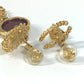 CHANEL CC Coco Mark Color Stone Faux Pearl A18K Earrings GP Women's Gold x Multicolor