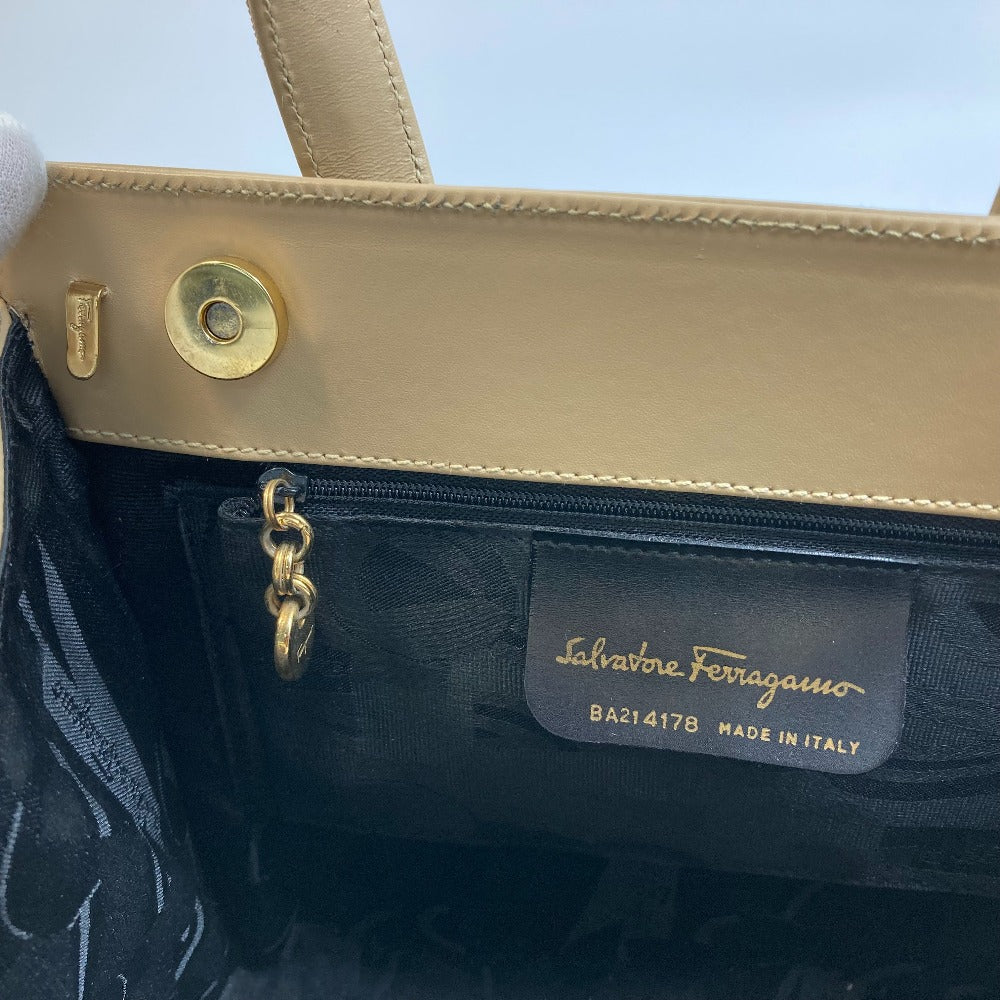 Salvatore Ferragamo BA214178 ヴァラ リボン カバン 2WAY ショルダーバッグ ハンドバッグ レザー レディース ベージュ