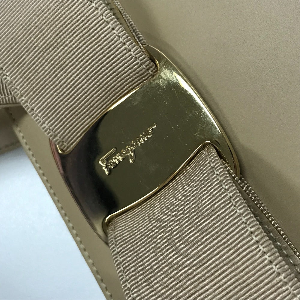 Salvatore Ferragamo BA214178 ヴァラ リボン カバン 2WAY ショルダーバッグ ハンドバッグ レザー レディース ベージュ