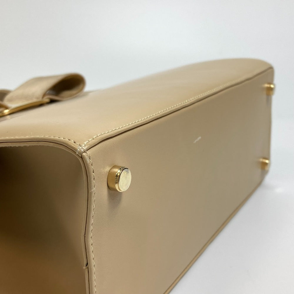 Salvatore Ferragamo BA214178 ヴァラ リボン カバン 2WAY ショルダーバッグ ハンドバッグ レザー レディース ベージュ