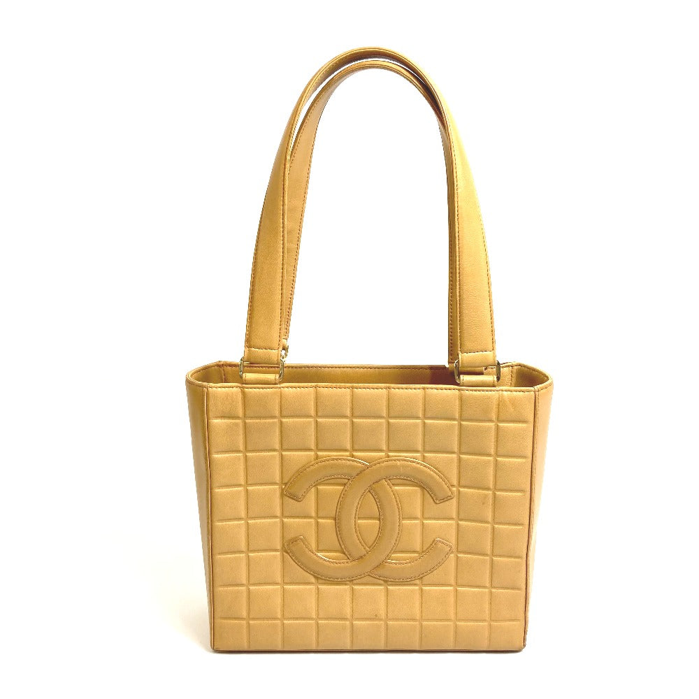 CHANEL A17809 CC Coco Mark Chocolate Bar Bag, Semi-Shoulder Handbag, Shoulder Tote Bag, Calfskin, Women's, Beige