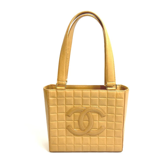 CHANEL A17809 CCココマーク チョコバー カバン セミショルダー ハンドバッグ 肩掛け トートバッグ カーフスキン レディース ベージュ