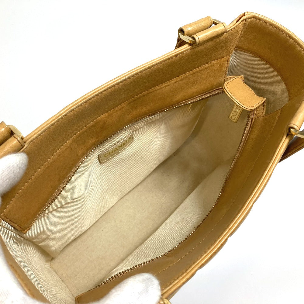 CHANEL A17809 CC Coco Mark Chocolate Bar Bag, Semi-Shoulder Handbag, Shoulder Tote Bag, Calfskin, Women's, Beige