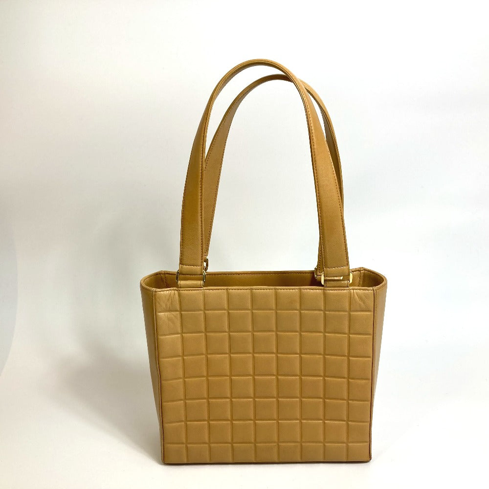 CHANEL A17809 CC Coco Mark Chocolate Bar Bag, Semi-Shoulder Handbag, Shoulder Tote Bag, Calfskin, Women's, Beige