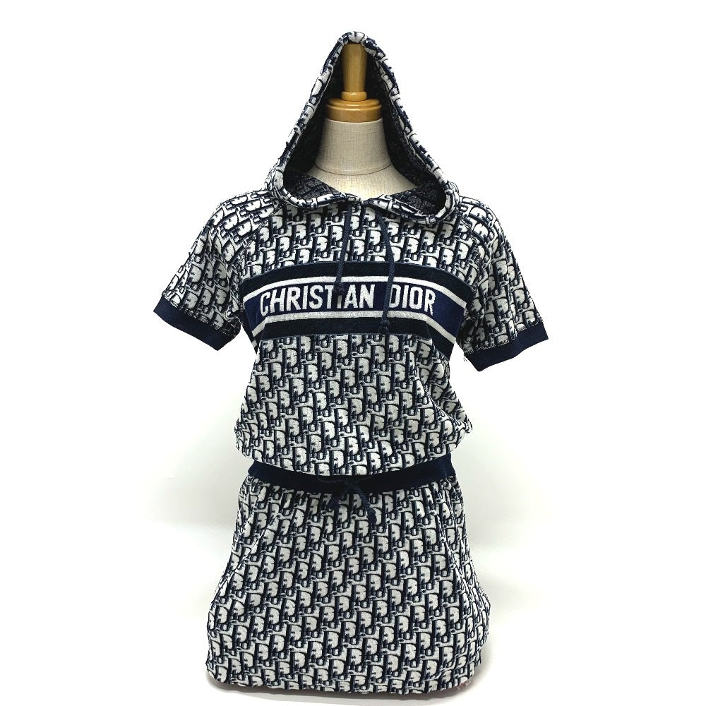 Dior 123R02A4022 Oblique Fleece Short Dress, Hooded, Cotton, Women's, Navy