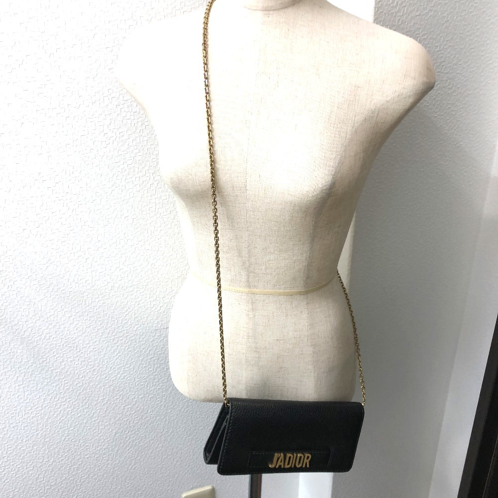 Dior ロゴ/斜め掛け JADIOR カバン チェーンウォレット ショルダーバッグ レザー レディース ブラック
