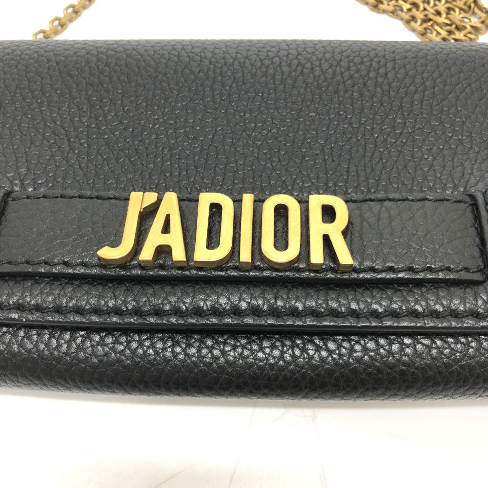 Dior ロゴ/斜め掛け JADIOR カバン チェーンウォレット ショルダーバッグ レザー レディース ブラック