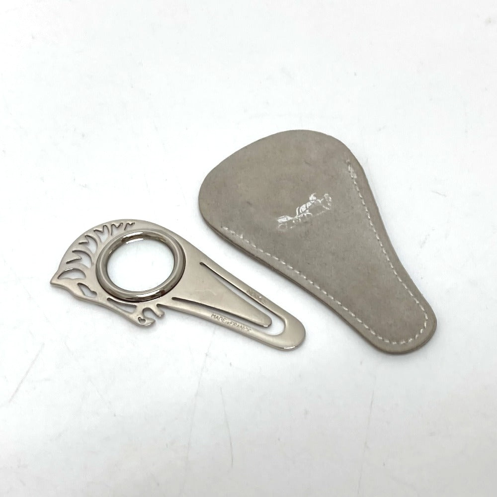 HERMES Cheval Horse Motif Magnifying Glass Bookmark, Stainless Steel, Unisex, Silver