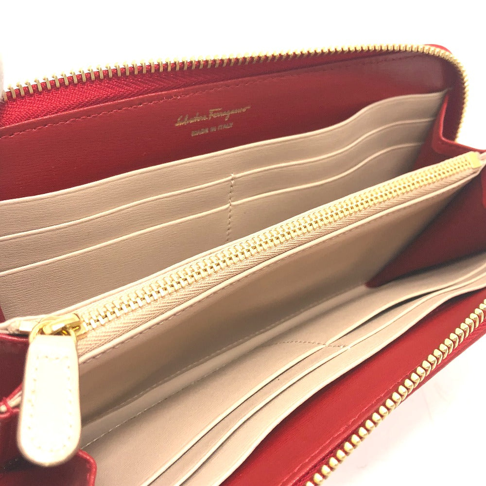 Salvatore Ferragamo Gancini round zip wallet, leather, women's, red