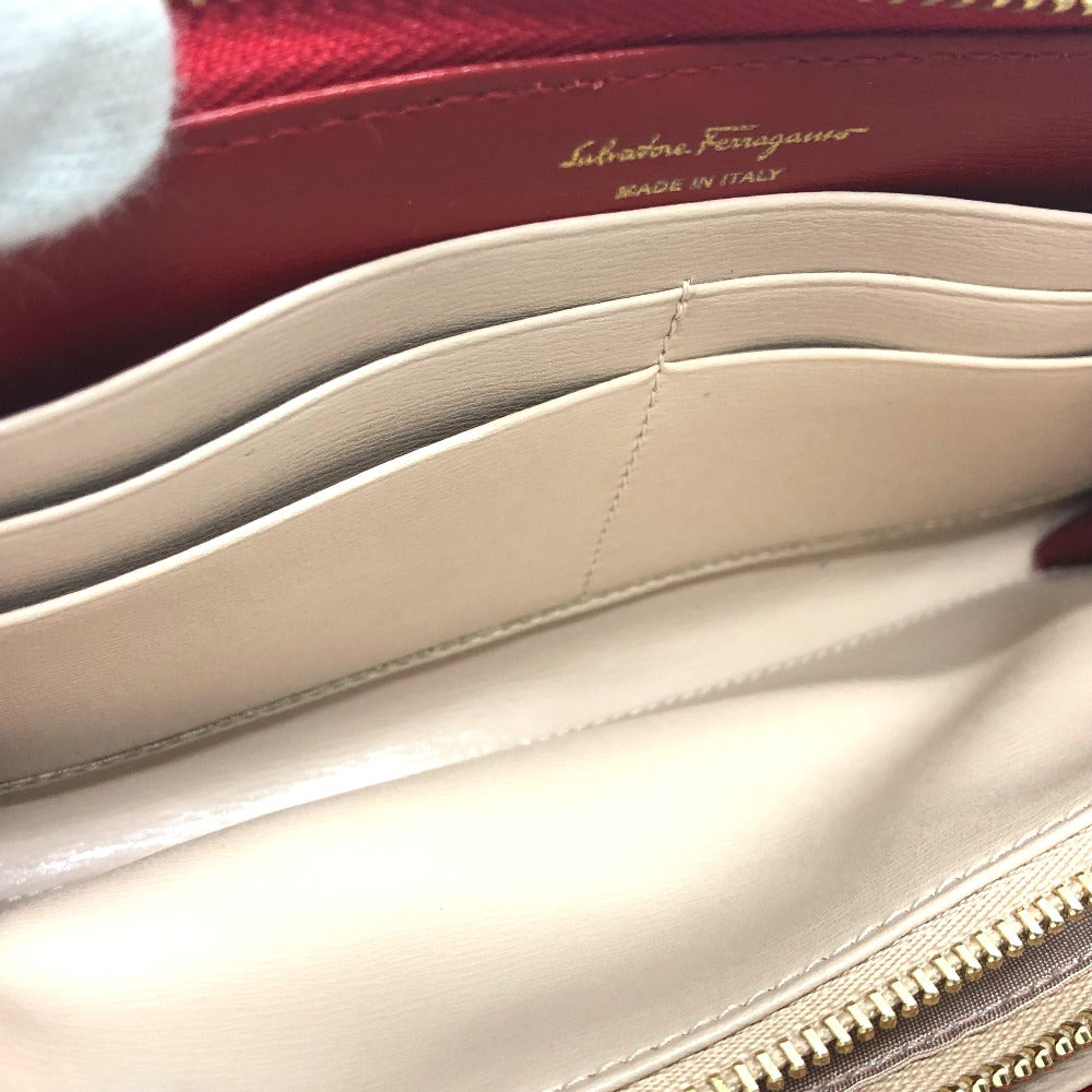 Salvatore Ferragamo Gancini round zip wallet, leather, women's, red