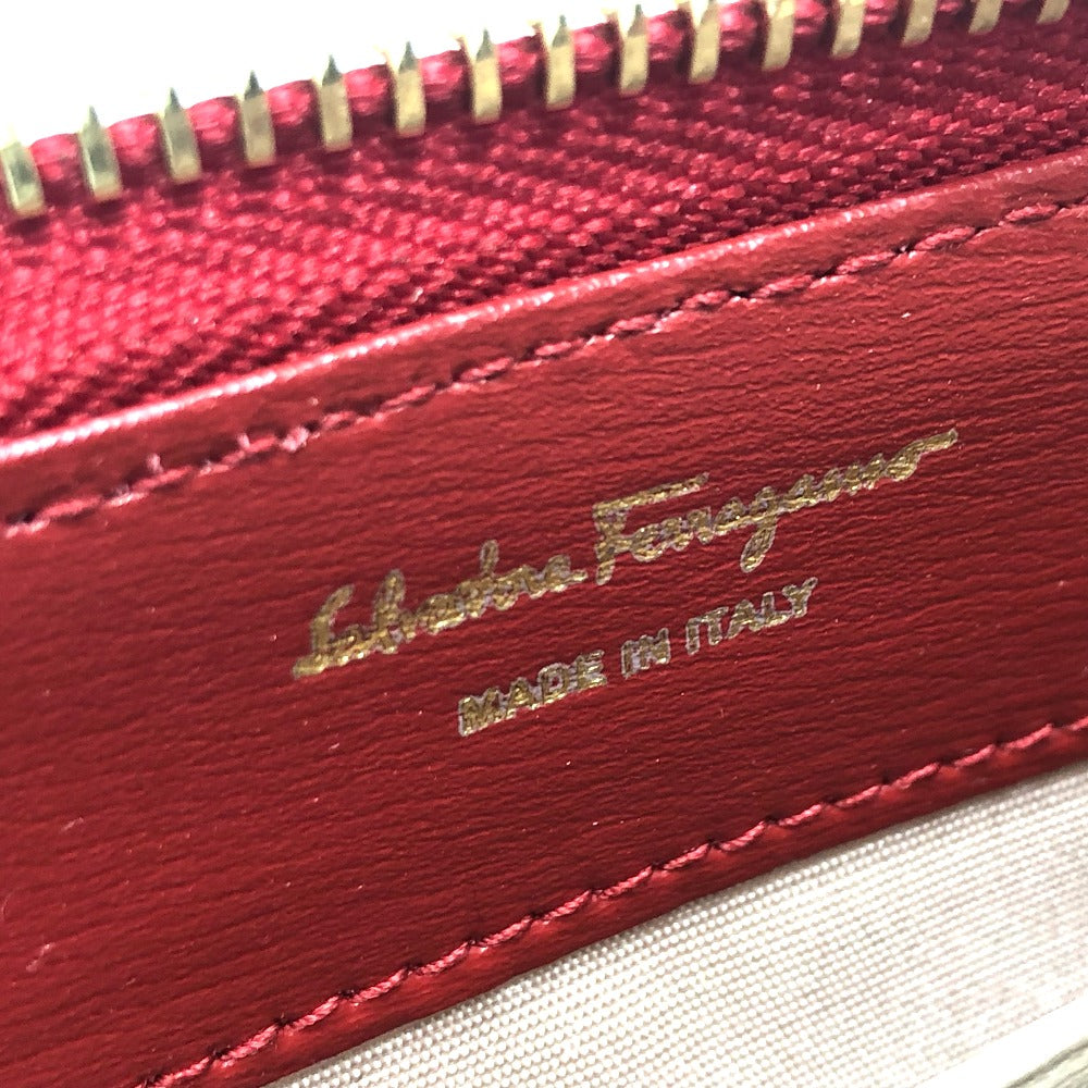 Salvatore Ferragamo Gancini round zip wallet, leather, women's, red