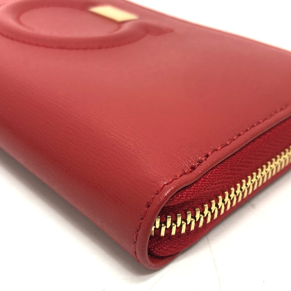 Salvatore Ferragamo Gancini round zip wallet, leather, women's, red