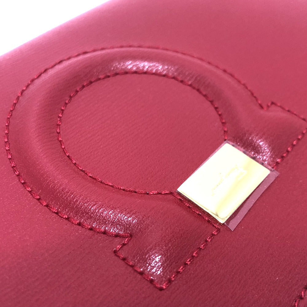 Salvatore Ferragamo Gancini round zip wallet, leather, women's, red