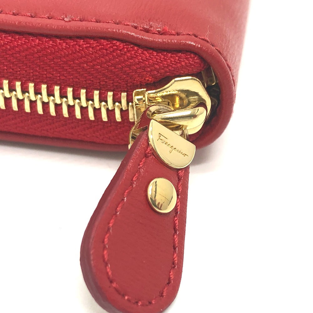 Salvatore Ferragamo Gancini round zip wallet, leather, women's, red