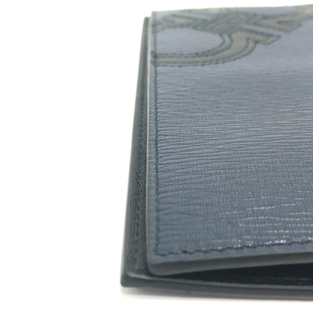 Salvatore Ferragamo Gancini Men's Leather Long Wallet in Navy