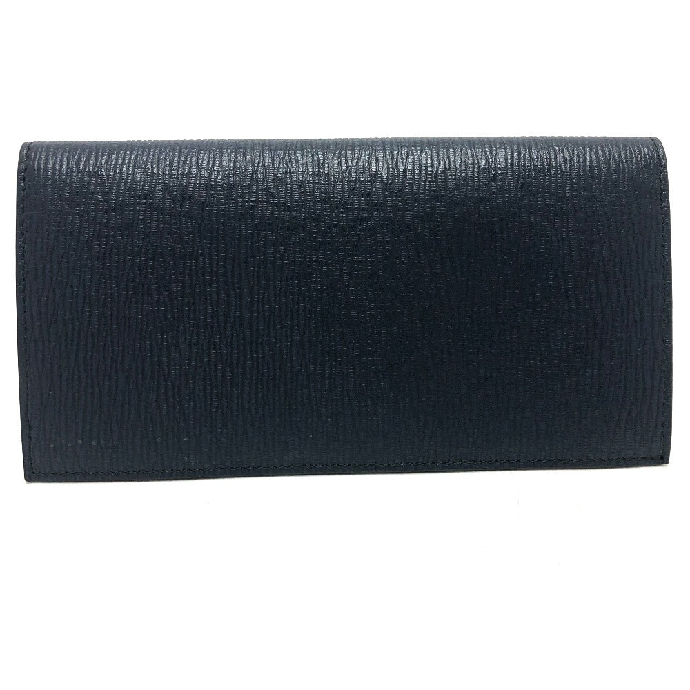 Salvatore Ferragamo Gancini Men's Leather Long Wallet in Navy