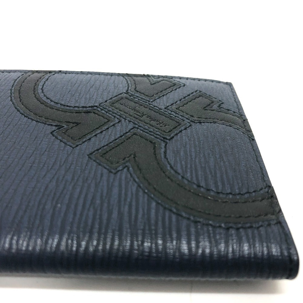 Salvatore Ferragamo Gancini Men's Leather Long Wallet in Navy