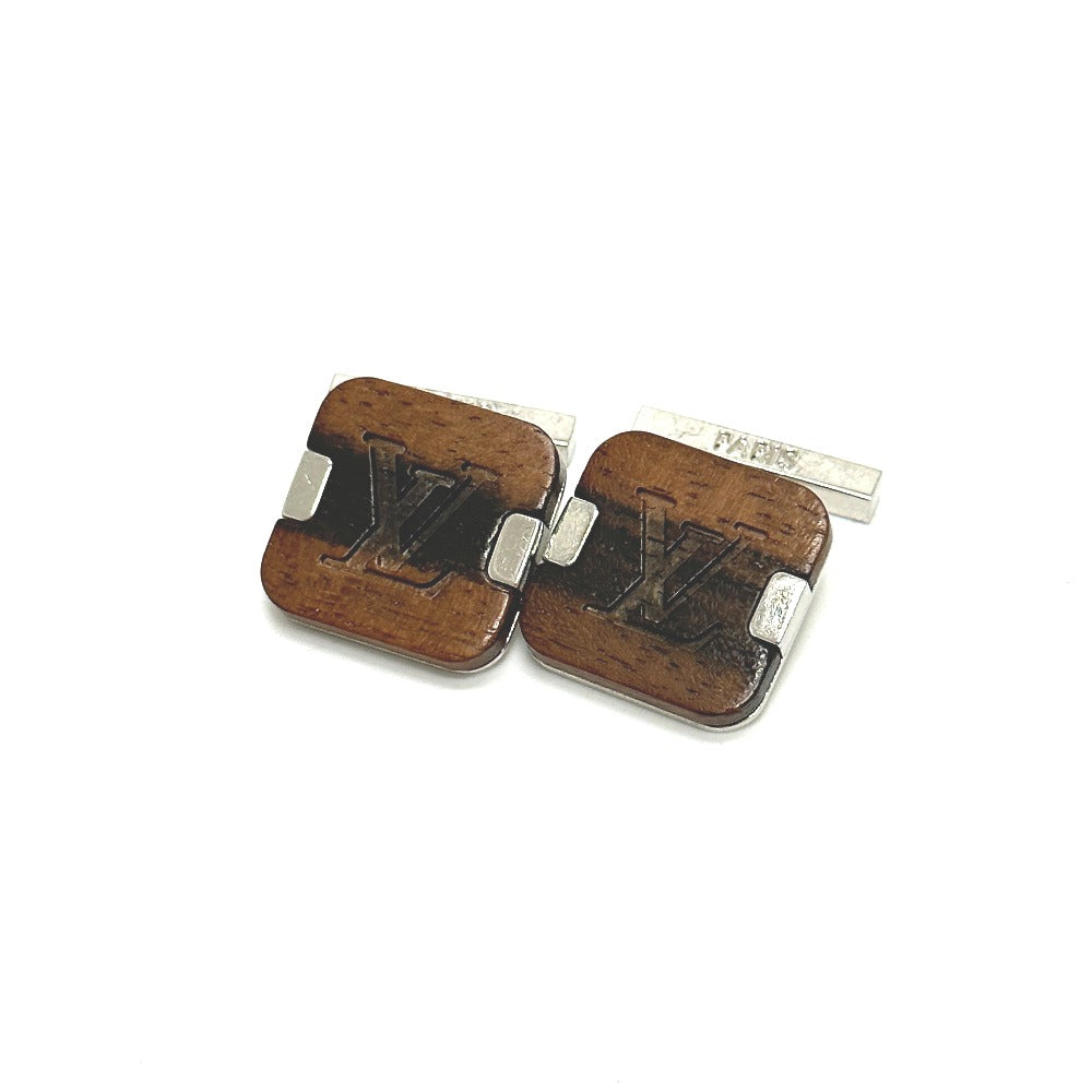 LOUIS VUITTON LV Logo Accessory Wood Cufflinks Men's Brown