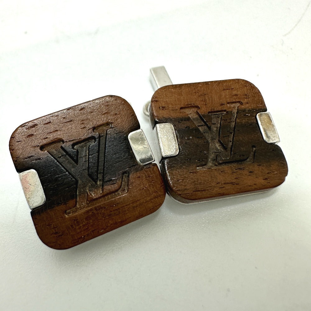 LOUIS VUITTON LV Logo Accessory Wood Cufflinks Men's Brown