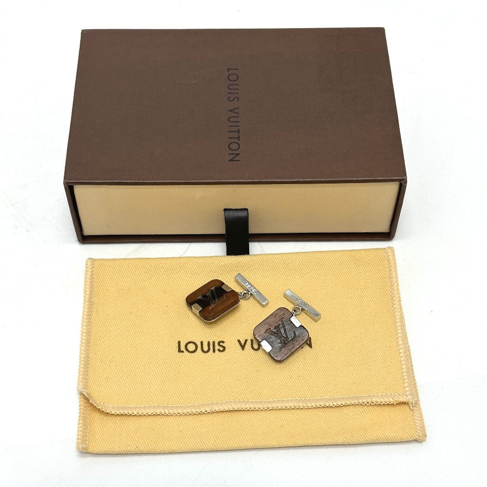 LOUIS VUITTON LV Logo Accessory Wood Cufflinks Men's Brown