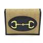GUCCI 621887 Horsebit Compact Wallet, Tri-fold Canvas/Leather, Women's, Beige