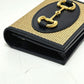 GUCCI 621887 Horsebit Compact Wallet, Tri-fold Canvas/Leather, Women's, Beige