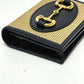 GUCCI 621887 Horsebit Compact Wallet, Tri-fold Canvas/Leather, Women's, Beige