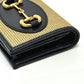 GUCCI 621887 Horsebit Compact Wallet, Tri-fold Canvas/Leather, Women's, Beige