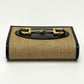 GUCCI 621887 Horsebit Compact Wallet, Tri-fold Canvas/Leather, Women's, Beige