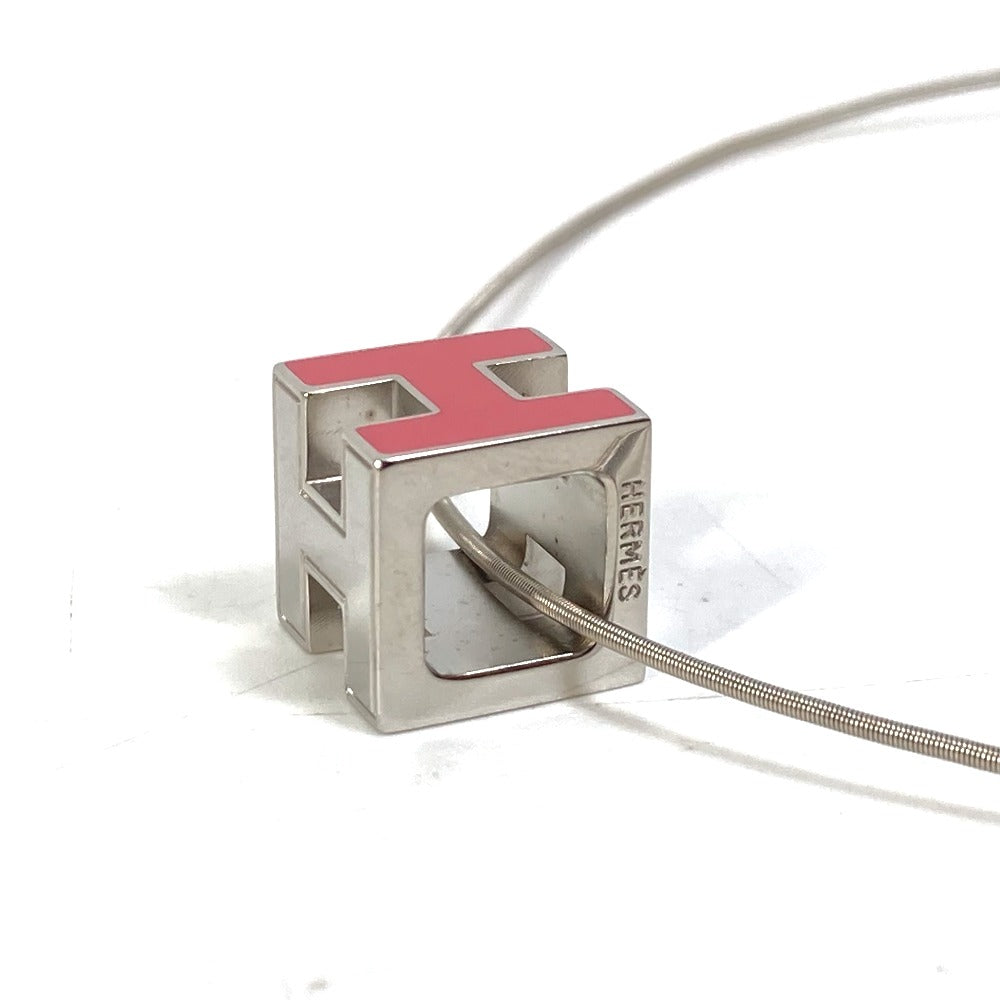 HERMES H Cube Cage d'Ache Pendant Necklace, Women's, Silver