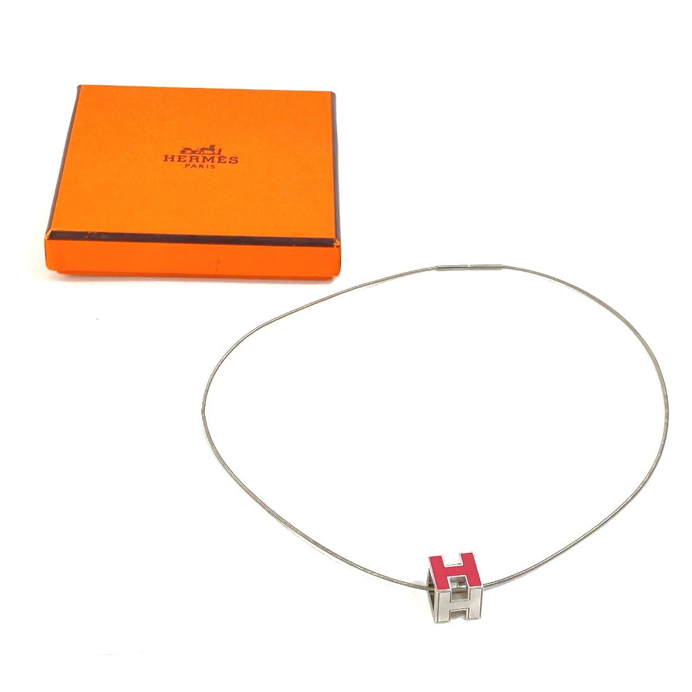 HERMES H Cube Cage d'Ache Pendant Necklace, Women's, Silver