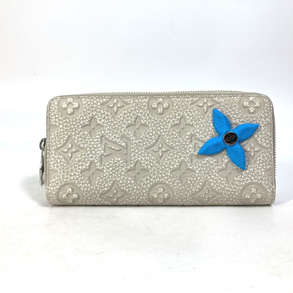 LOUIS VUITTON M81573 Monogram Zippy Wallet Vertical Round Zipper Long Wallet in Taurillon Leather, Men's Gray