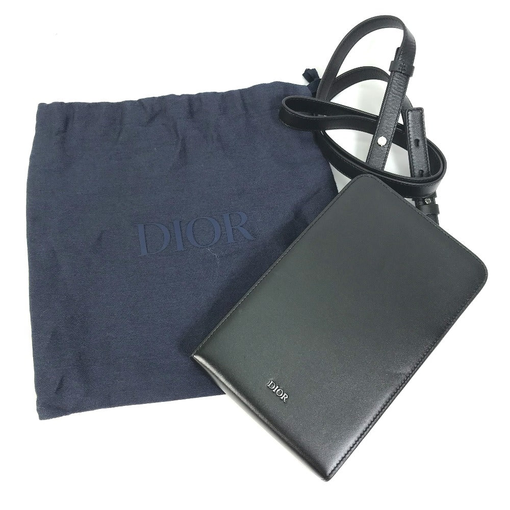 Christian Dior Pochette Bag Crossbody Phone Case Ultra Messenger Shoulder Bag Leather Men's Black