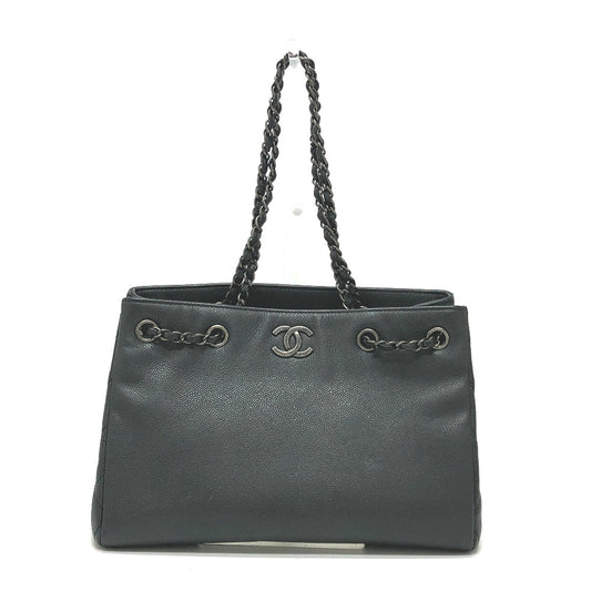 CHANEL CC ココマーク トートバッグ チェーンバッグ カバン ハンドバッグ ショルダーバッグ キャビアスキン レディース グレー