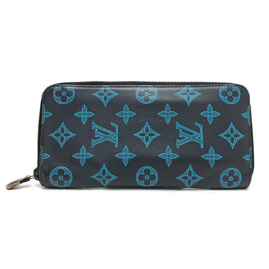 LOUIS VUITTON M82322 モノグラムシャドウ ジッピーウォレット ヴェルティカル 長財布 モノグラムシャドウレザー メンズ ネイビー