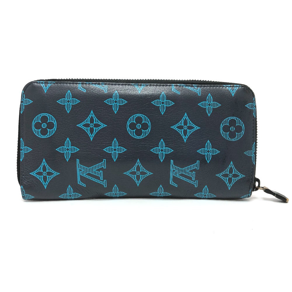 LOUIS VUITTON M82322 Monogram Shadow Zippy Wallet Vertical Long Wallet in Monogram Shadow Leather, Men's, Navy
