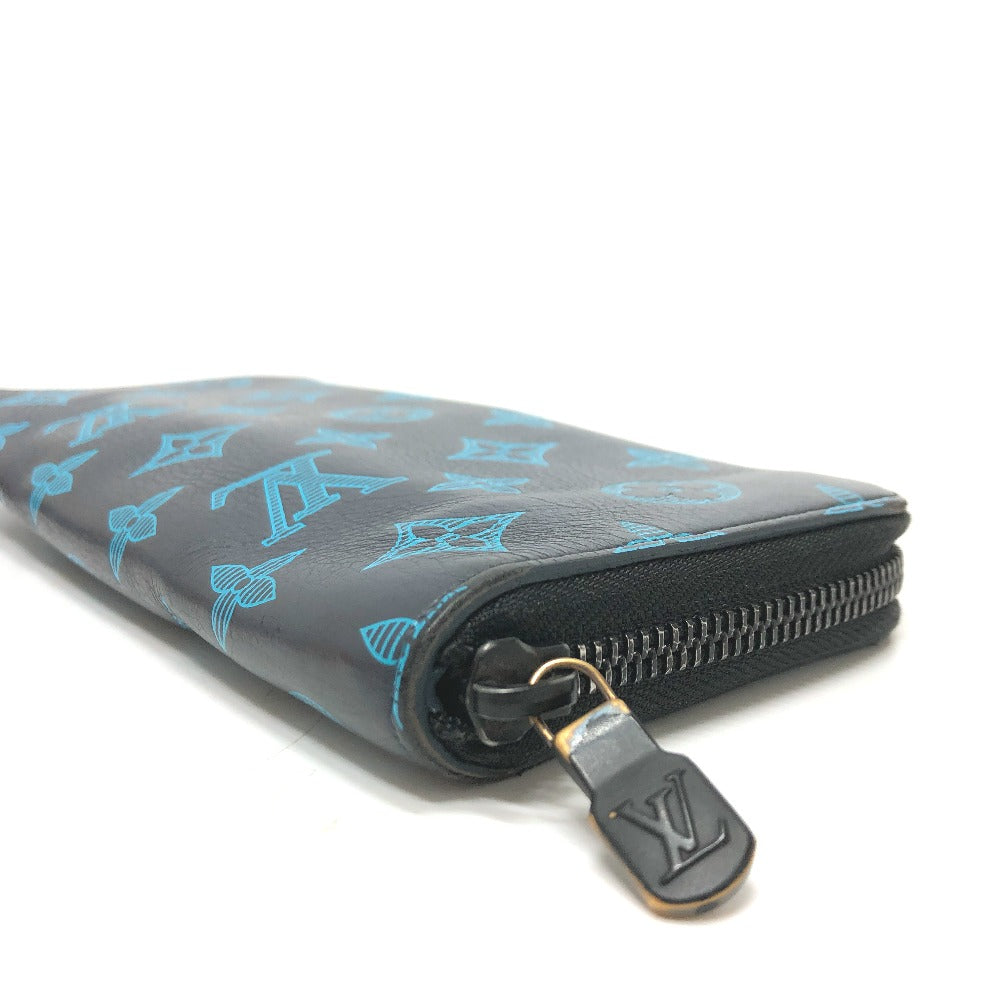 LOUIS VUITTON M82322 Monogram Shadow Zippy Wallet Vertical Long Wallet in Monogram Shadow Leather, Men's, Navy