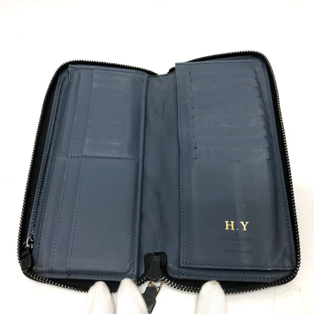 LOUIS VUITTON M82322 Monogram Shadow Zippy Wallet Vertical Long Wallet in Monogram Shadow Leather, Men's, Navy