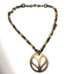 HERMES Accessories Heart Horn Pendant Chain Necklace Buffalo Horn Women's Brown