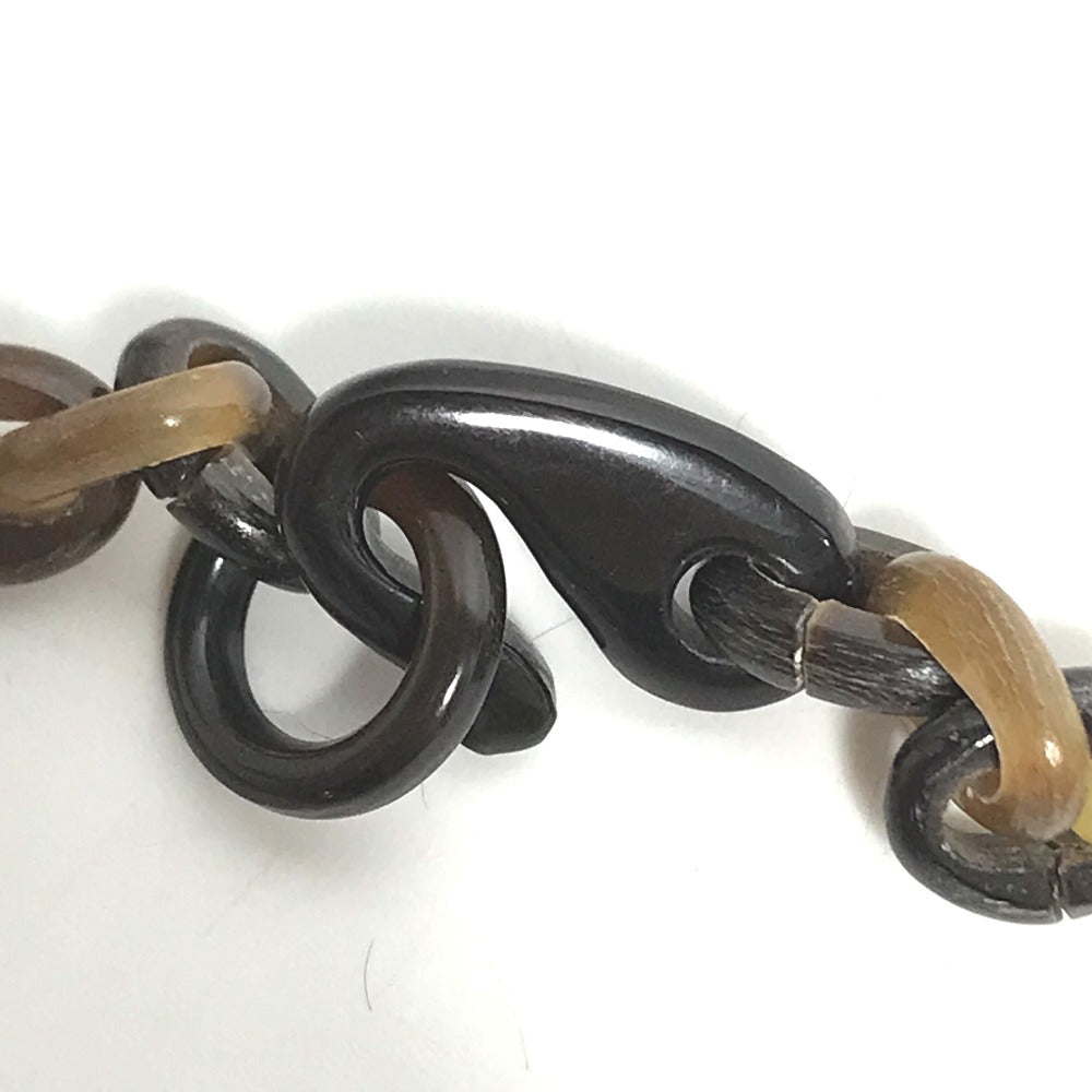 HERMES Accessories Heart Horn Pendant Chain Necklace Buffalo Horn Women's Brown