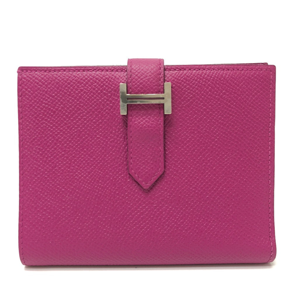 HERMES H金具 ベアン コンパクト ウォレット 2つ折り財布 ヴォーエプソン レディース ローズパープル パープル
