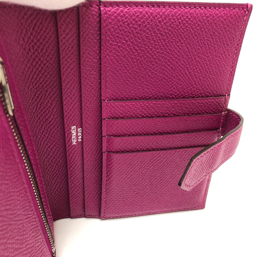 HERMES H金具 ベアン コンパクト ウォレット 2つ折り財布 ヴォーエプソン レディース ローズパープル パープル