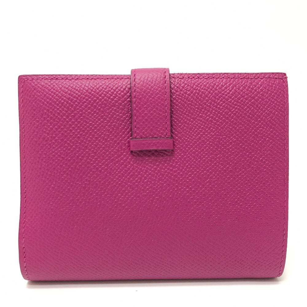 HERMES H金具 ベアン コンパクト ウォレット 2つ折り財布 ヴォーエプソン レディース ローズパープル パープル