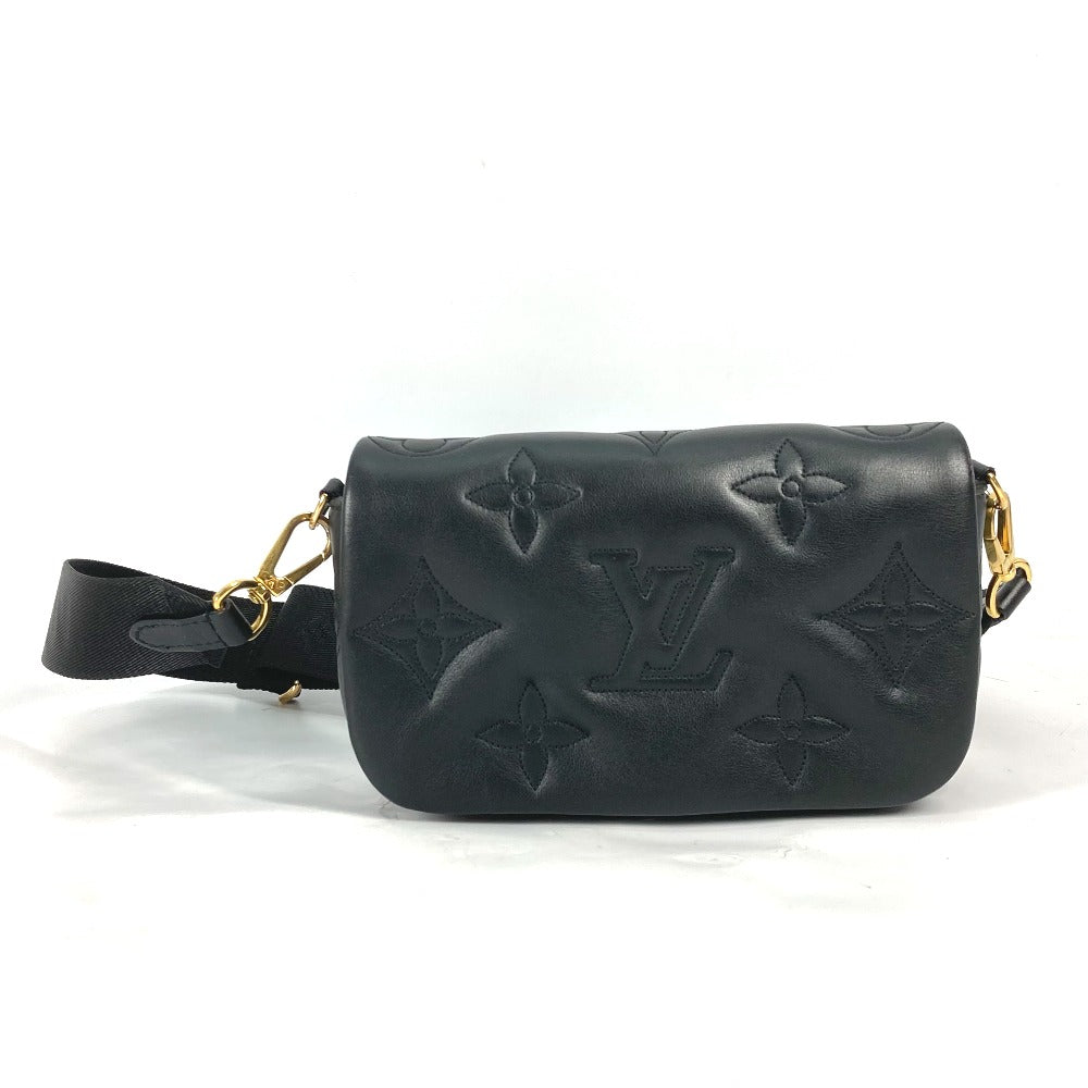 LOUIS VUITTON M81398 Monogram Bubblegram Wallet-on-Strap Long Wallet, Crossbody Clutch Bag, 2-Way Bag, Shoulder Bag, Leather, Women's, Black