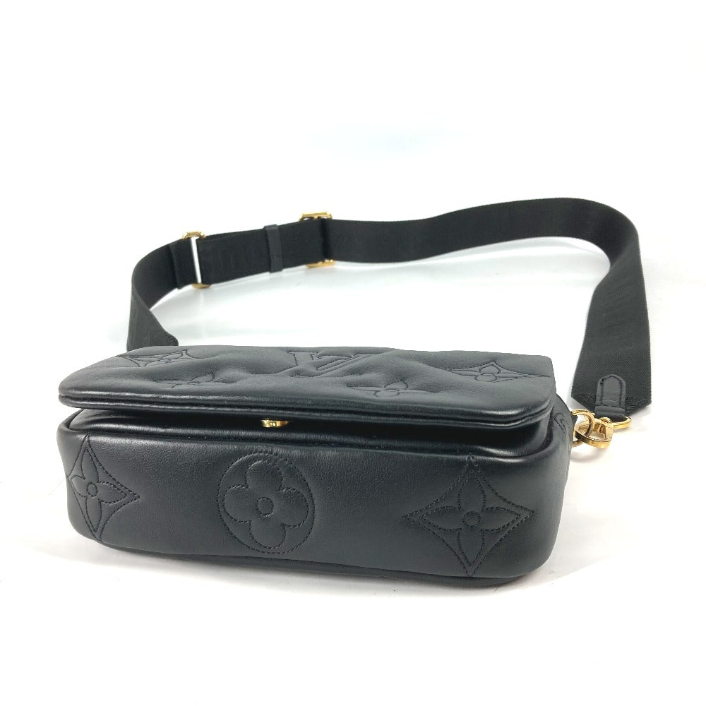 LOUIS VUITTON M81398 Monogram Bubblegram Wallet-on-Strap Long Wallet, Crossbody Clutch Bag, 2-Way Bag, Shoulder Bag, Leather, Women's, Black