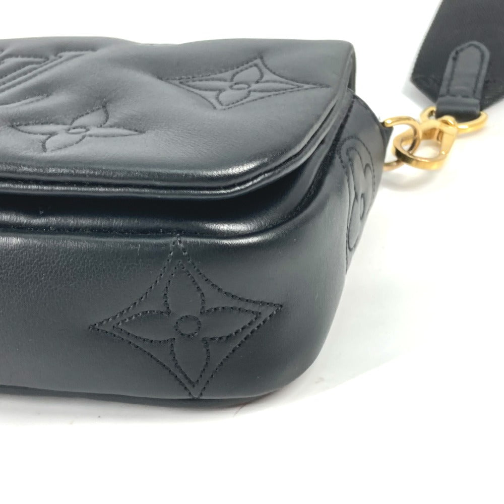 LOUIS VUITTON M81398 Monogram Bubblegram Wallet-on-Strap Long Wallet, Crossbody Clutch Bag, 2-Way Bag, Shoulder Bag, Leather, Women's, Black