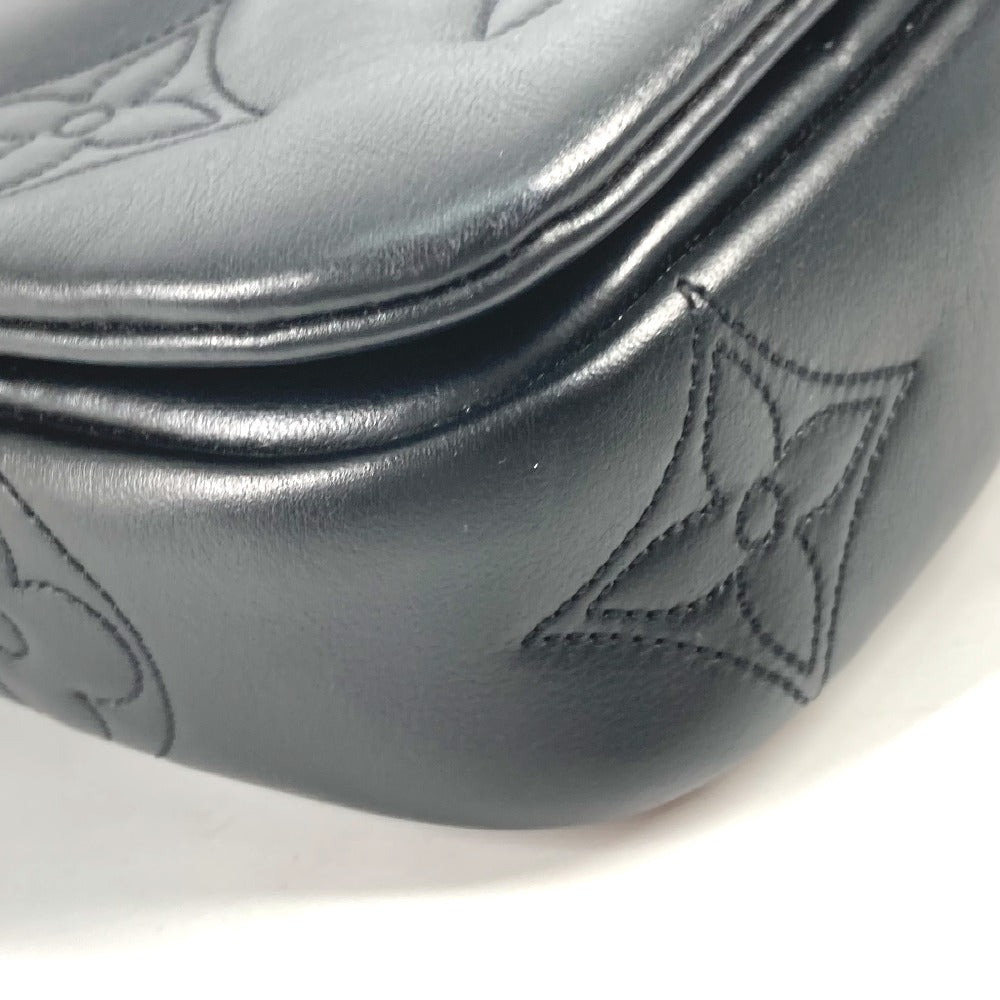 LOUIS VUITTON M81398 Monogram Bubblegram Wallet-on-Strap Long Wallet, Crossbody Clutch Bag, 2-Way Bag, Shoulder Bag, Leather, Women's, Black