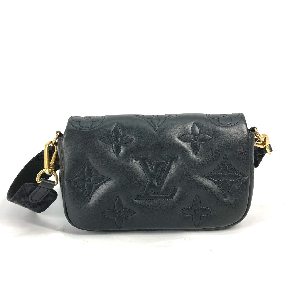 LOUIS VUITTON M81398 Monogram Bubblegram Wallet-on-Strap Long Wallet, Crossbody Clutch Bag, 2-Way Bag, Shoulder Bag, Leather, Women's, Black