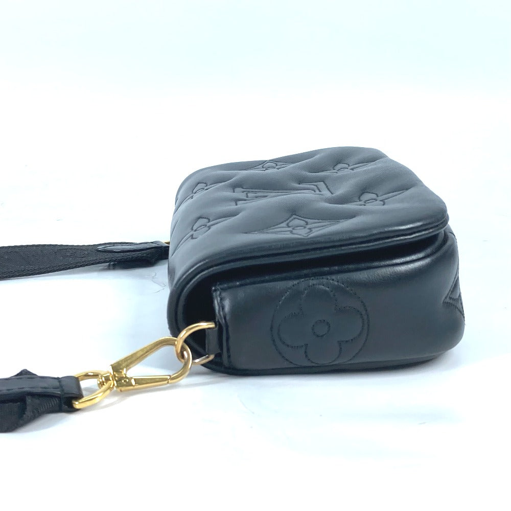 LOUIS VUITTON M81398 Monogram Bubblegram Wallet-on-Strap Long Wallet, Crossbody Clutch Bag, 2-Way Bag, Shoulder Bag, Leather, Women's, Black